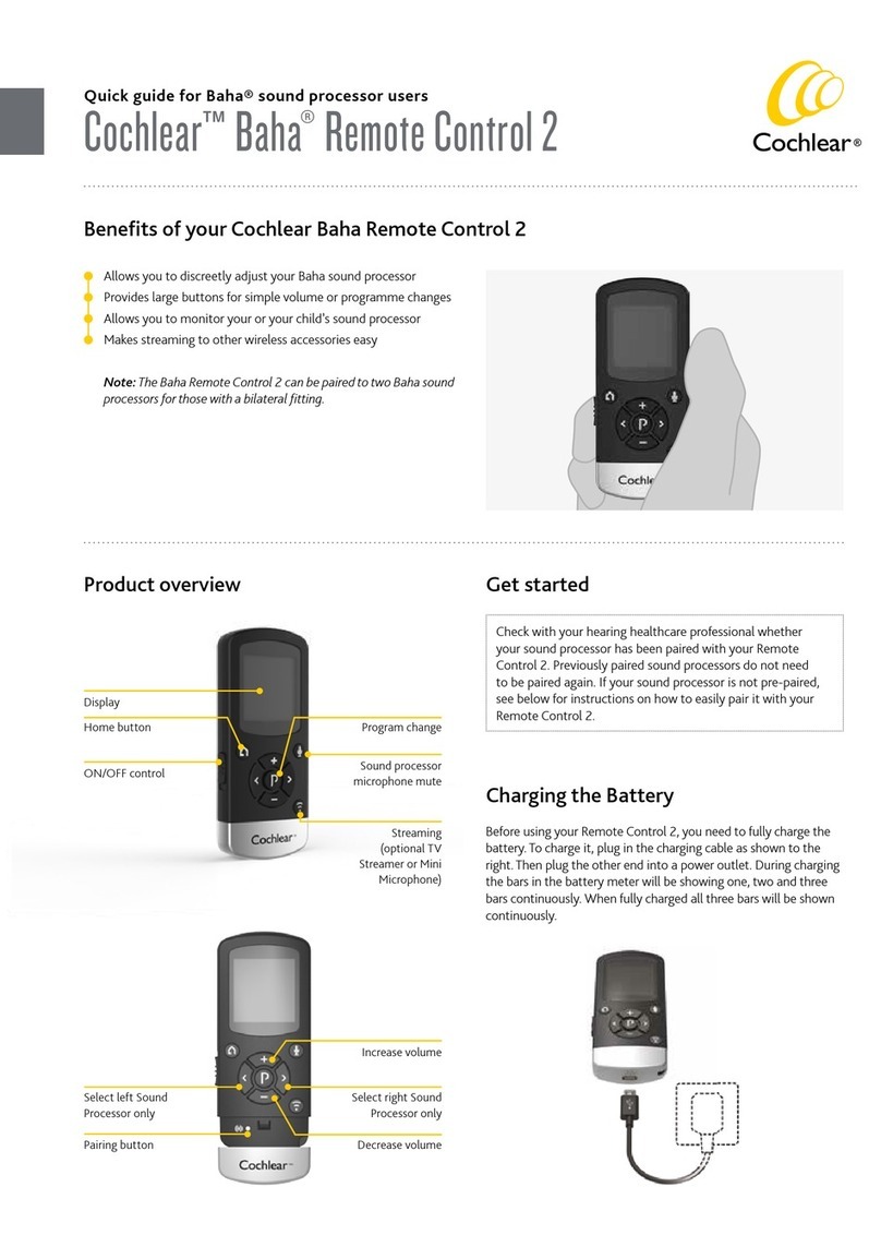 Cochlear Baha remote control 2 quick guide