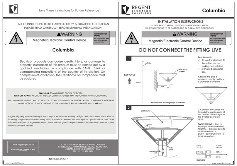 Regent Lighting Solutions Columbia installation instructions