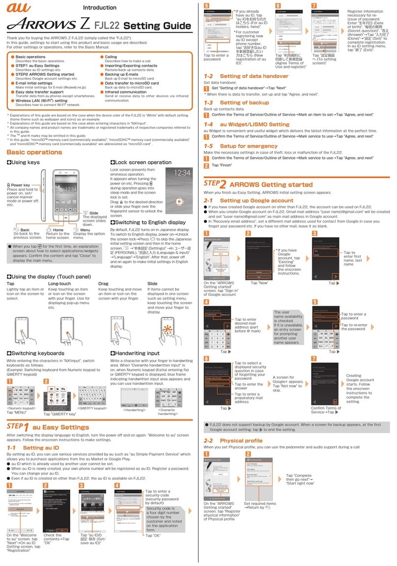 Fujitsu Arrows Z FJL22 Settings guide