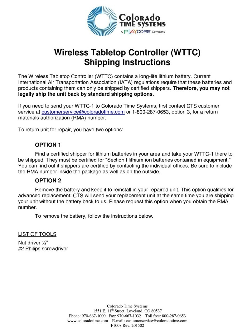 Playcore Colorado time systems WTTC User manual