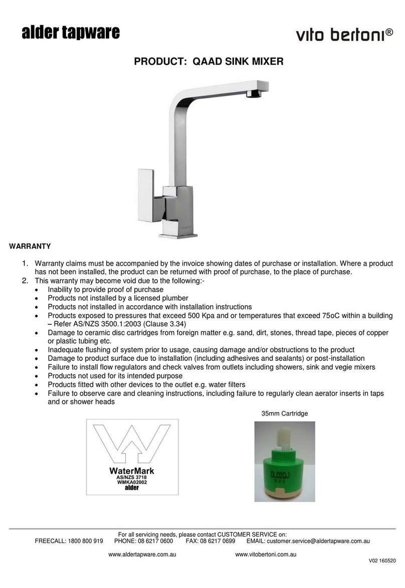 ALDER TAPWARE Vito Bertoni QAAD SINK MIXER User manual