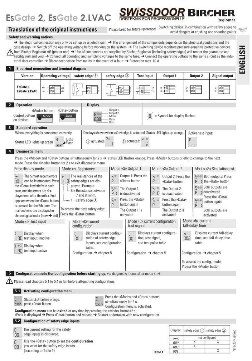 Bircher Reglomat EsGate 2 Translation of the original instructions Bircher Reglomat EsGate 2 Translation of the original instructions