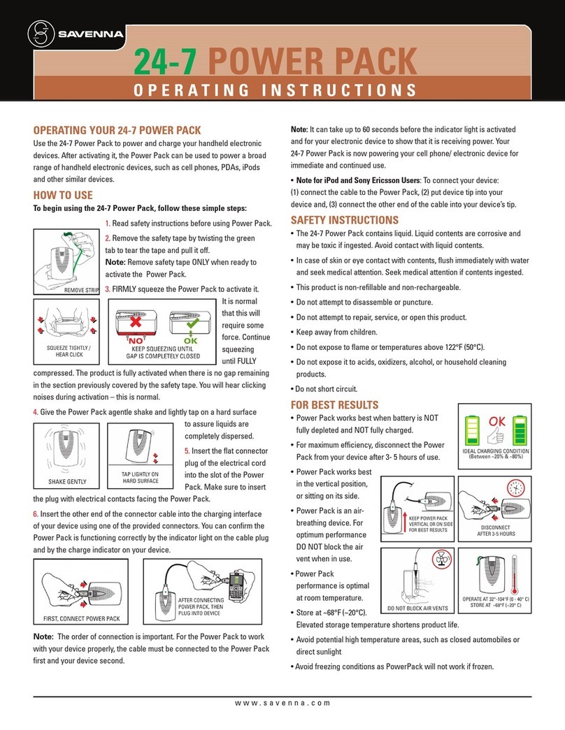 Savenna 24-7 Power Pack operating instructions