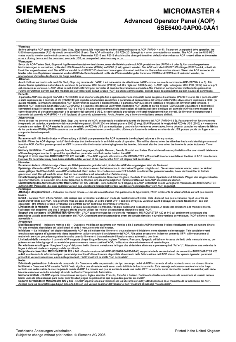 Siemens MICROMASTER 4 User manual