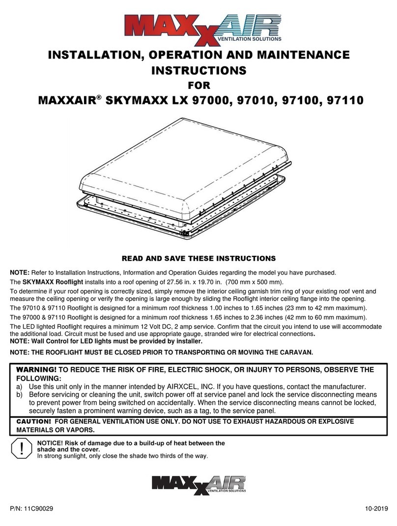 Maxxair SKYMAXX LX 97000 Installation, operation and maintenance instructions