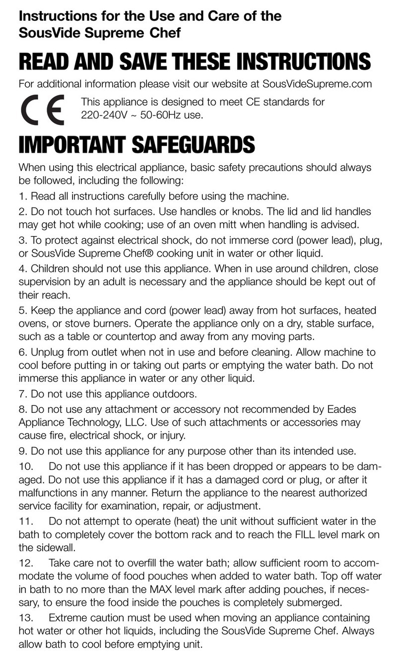SousVide Supreme Chef Instructions for the use and care