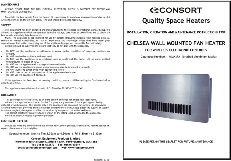 Consort WMH3RX Installation, operation and maintenance instructions
