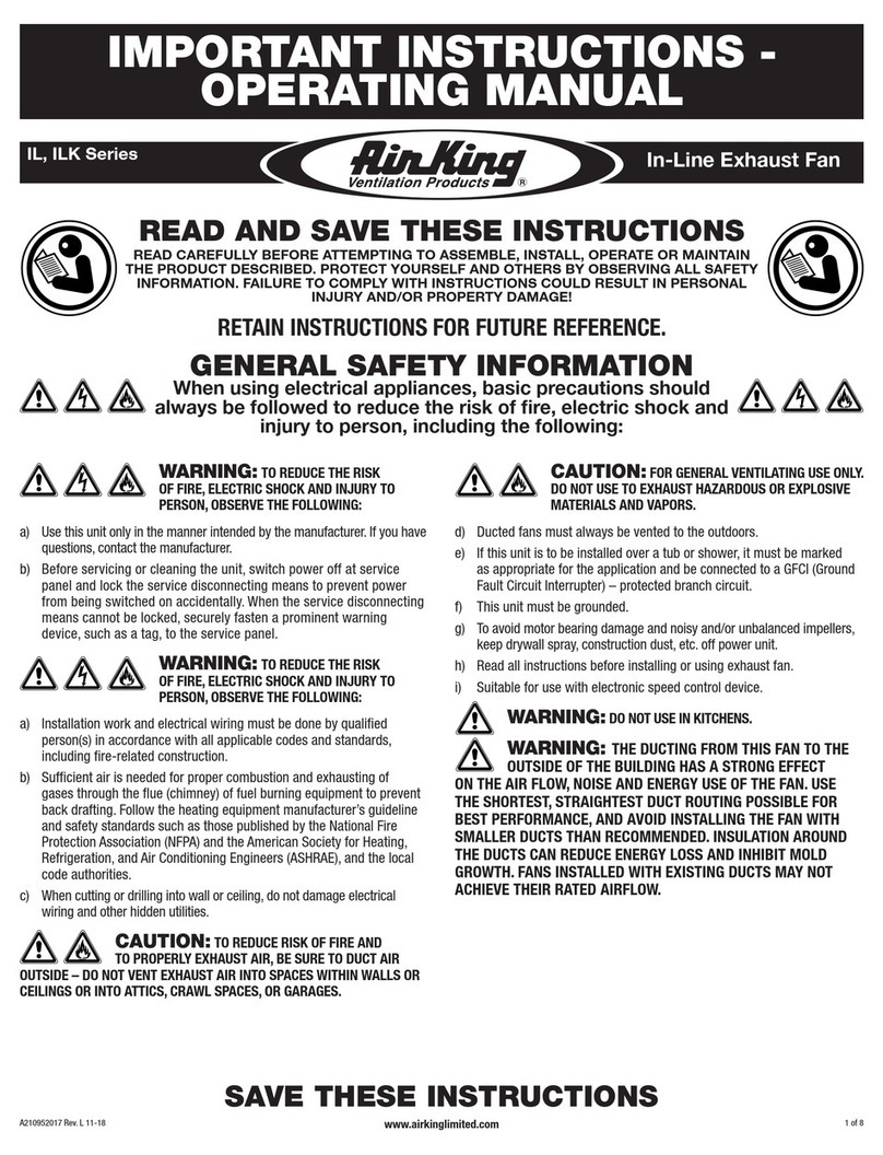 Air King IL Series IMPORTANT INSTRUCTIONS and OPERATING MANUAL