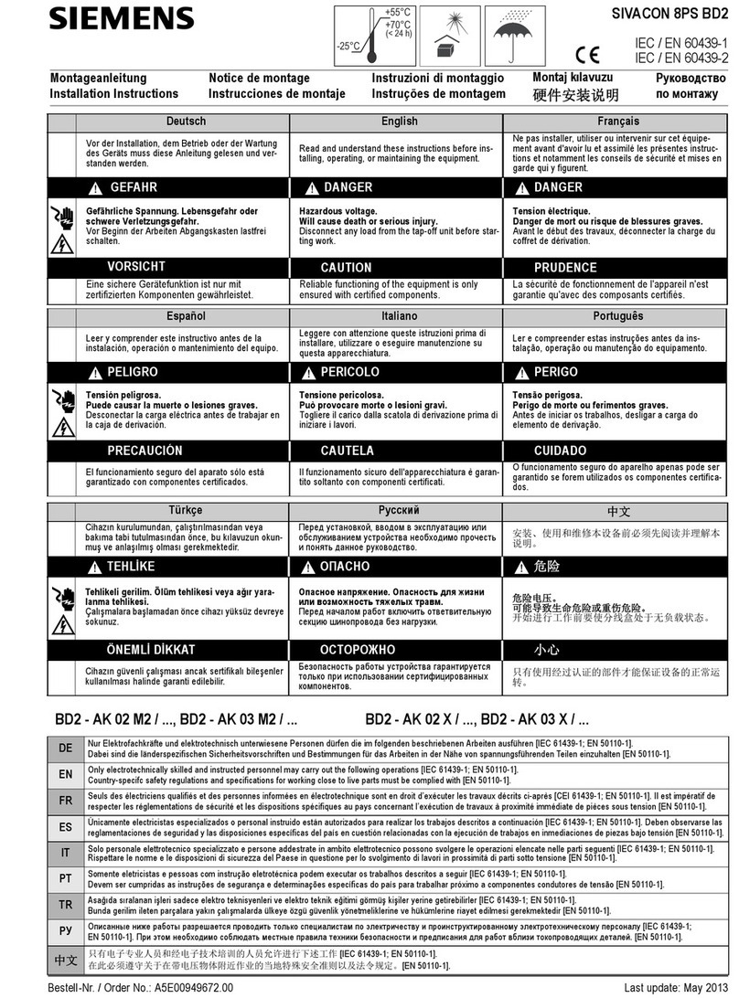 Siemens SIVACON 8PS BD2 Series User manual