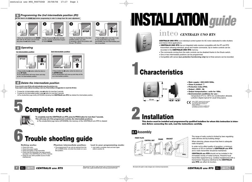 SOMFY inteo CENTRALIS UNO RTS User manual