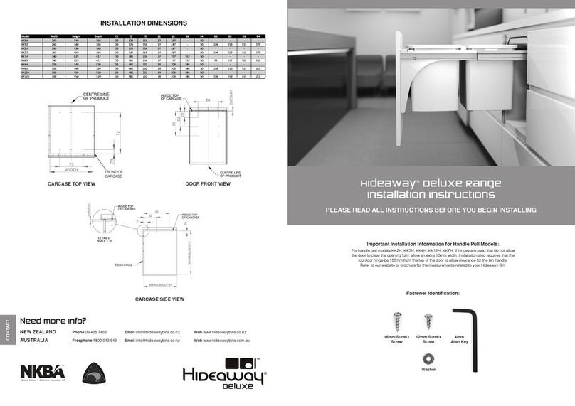 Hideaway Deluxe KK3H installation instructions Hideaway Deluxe KK3H installation instructions
