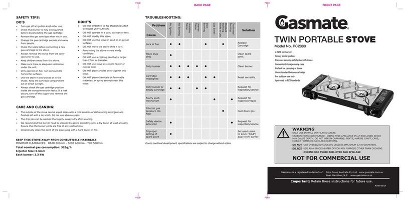 Gasmate PC2090 quick start guide