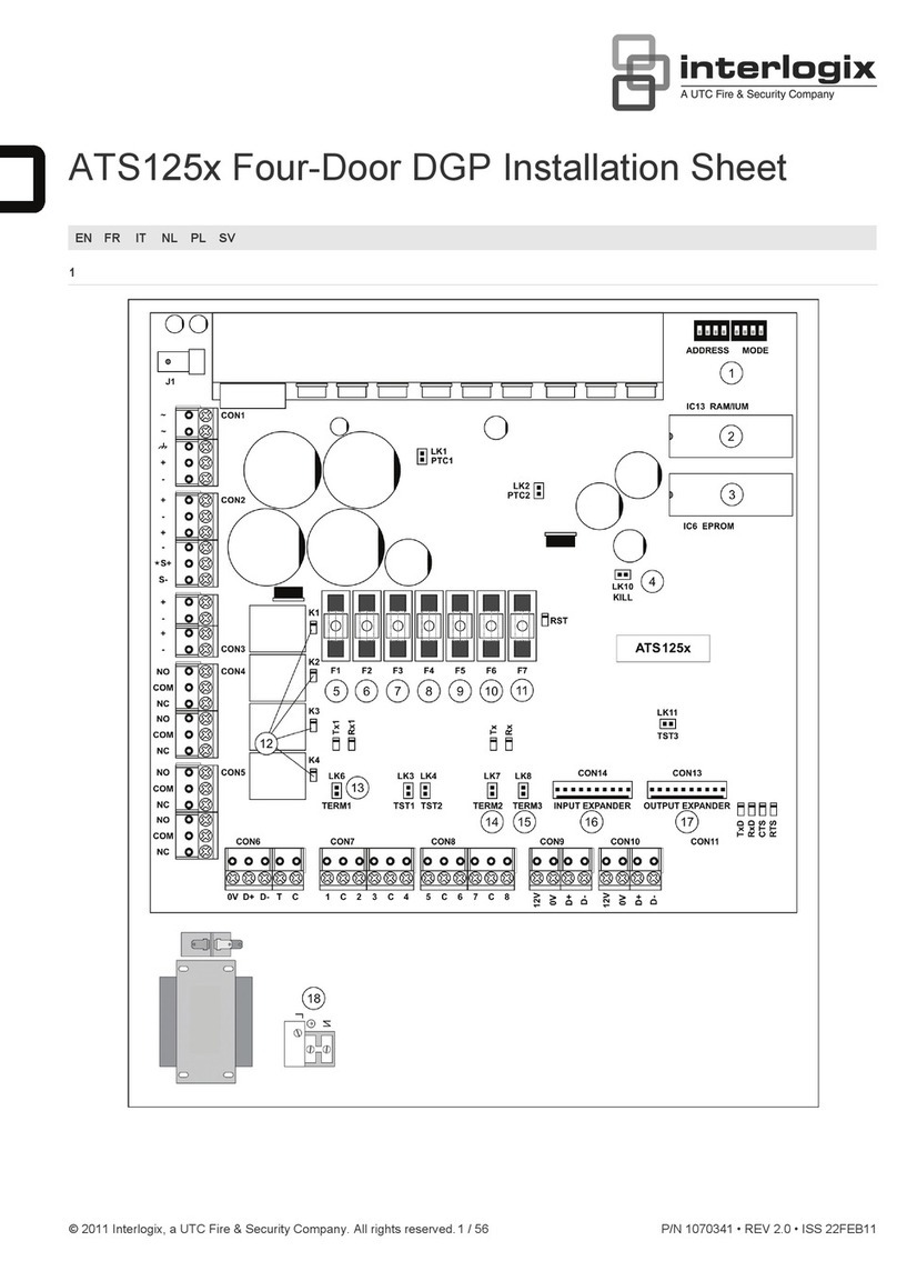 UTC Fire and Security Interlogix ATS125 Series Installation sheet