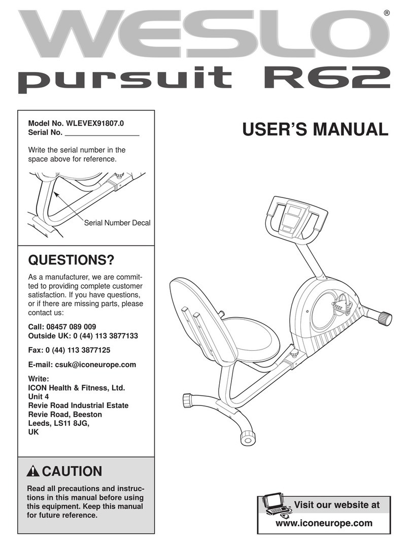 Weslo PURSUIT R62 user manual