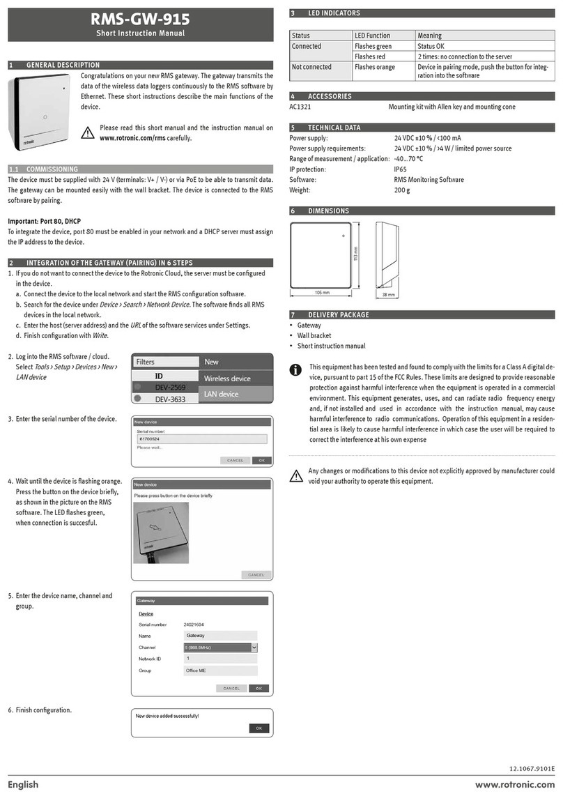 Rotronic RMS-GW-915 User manual