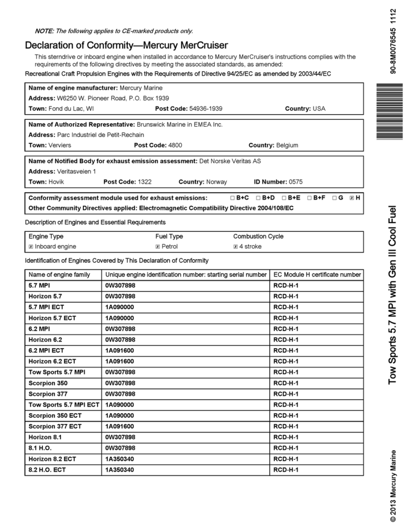Mercury Mercruiser Tow Sport 5.7 MPI User manual