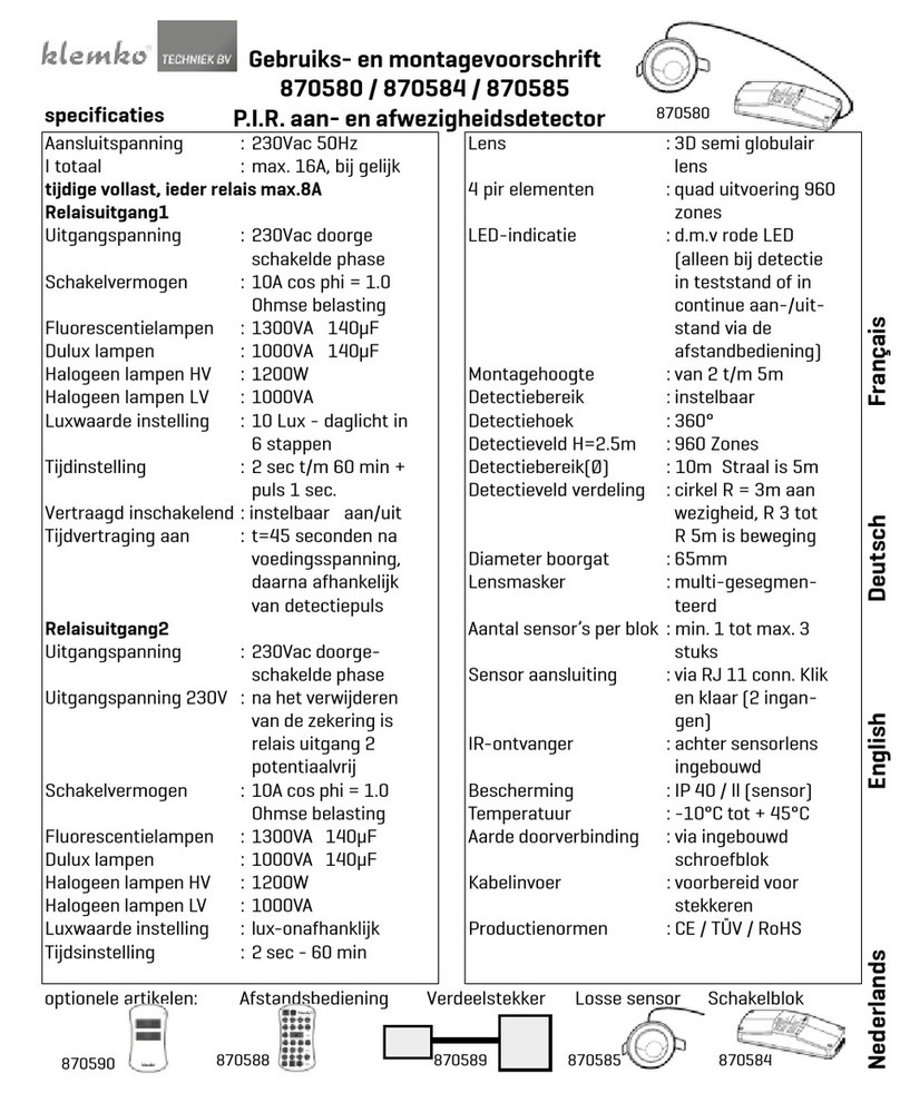 klemko PLF-IB-PIR/80 Operating and installation instructions
