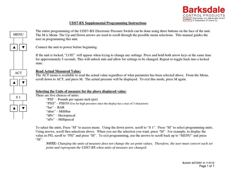 Barksdale UDS7-BX Supplemental Programming Instructions