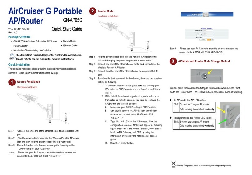 Gigabyte AirCruiser G GN-AP05G quick start guide