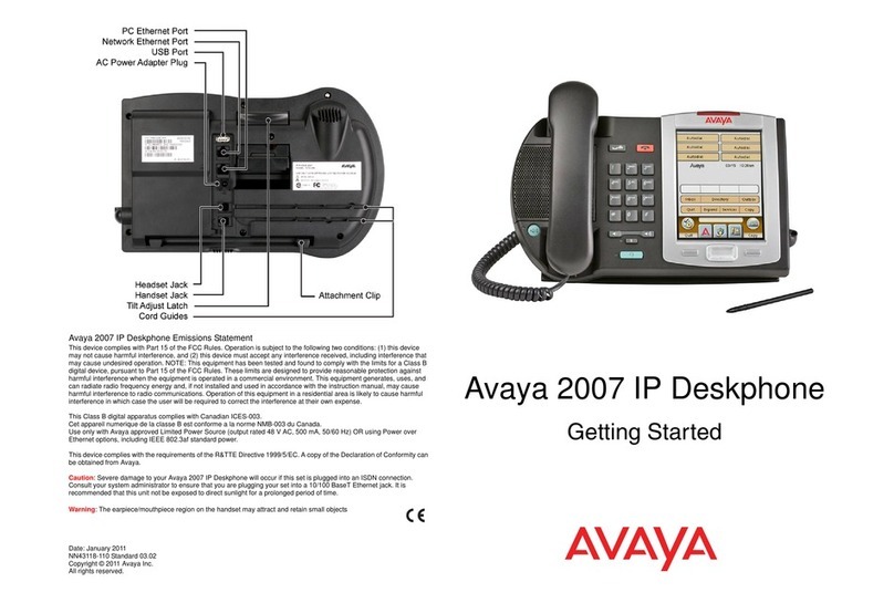 Avaya 2007 User manual