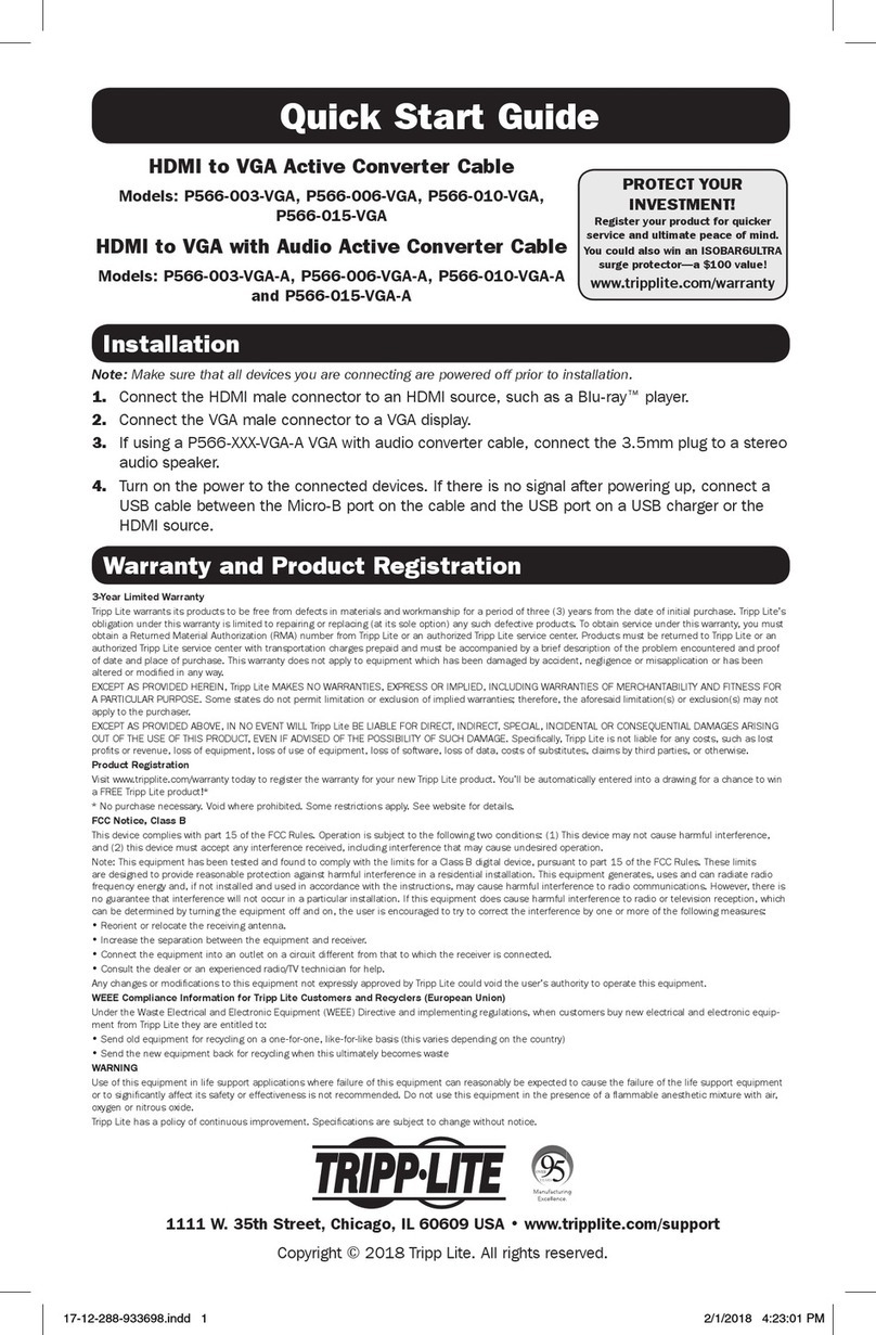 Tripp Lite P566-006-VGA quick start guide Tripp Lite P566-006-VGA quick start guide