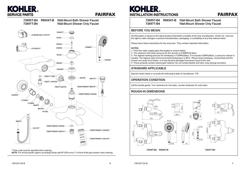 Kohler 72695T-B4 User manual