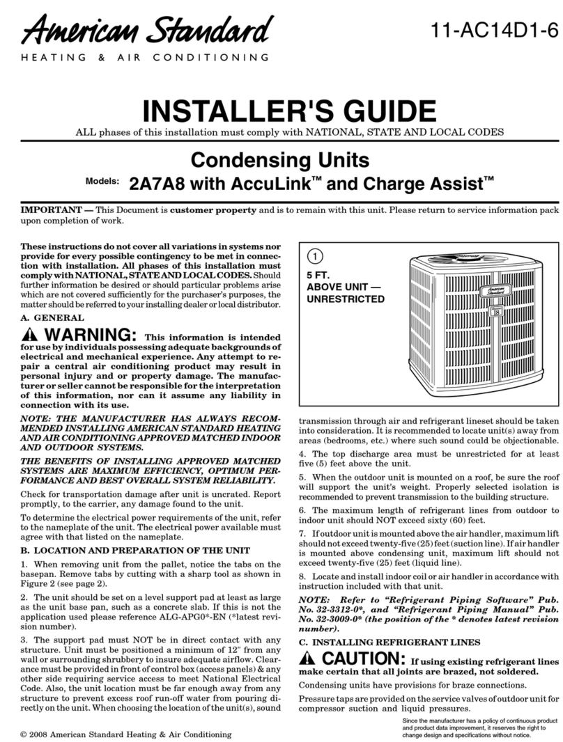 American Standard 2A7A8 Installer's guide