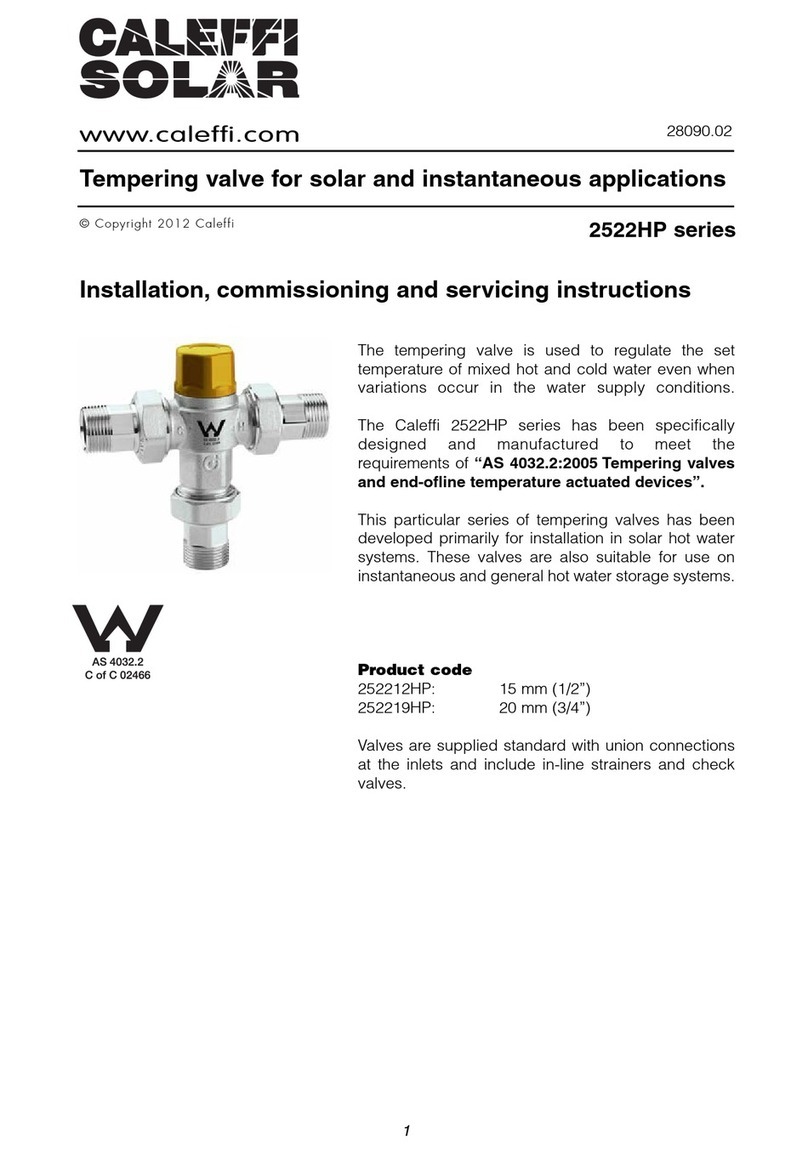 Caleffi solar 2522HP Series Installation, commissioning and servicing instructions