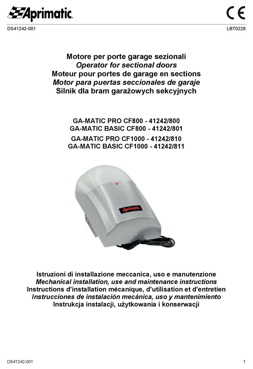 Aprimatic GA-MATIC BASIC CF800 Mechanical installation, Use and Maintenance instructions