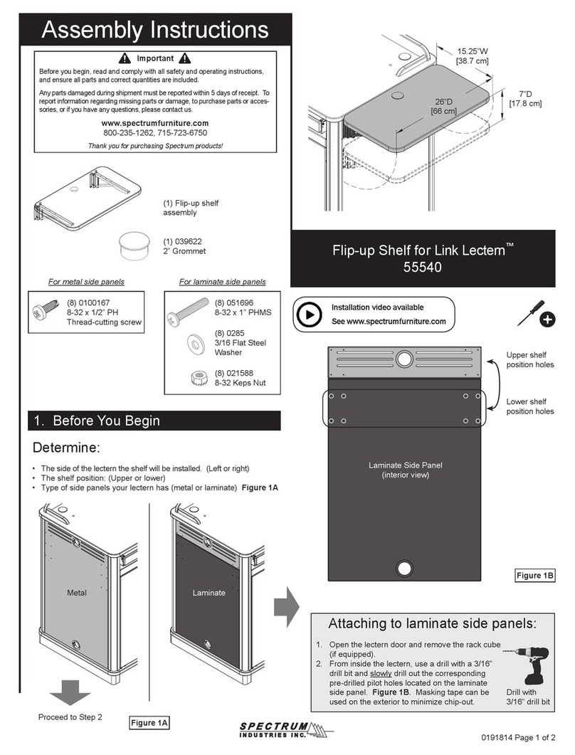 Spectrum Industries Flip-up Shelf for Link Lectern 55540 User manual