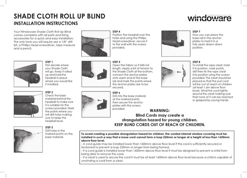 Windoware Shade Cloth Roll Up Blind installation instructions Windoware Shade Cloth Roll Up Blind installation instructions