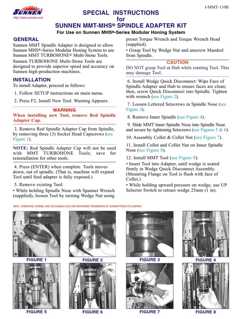Sunnen MMT-MHS Special instructions