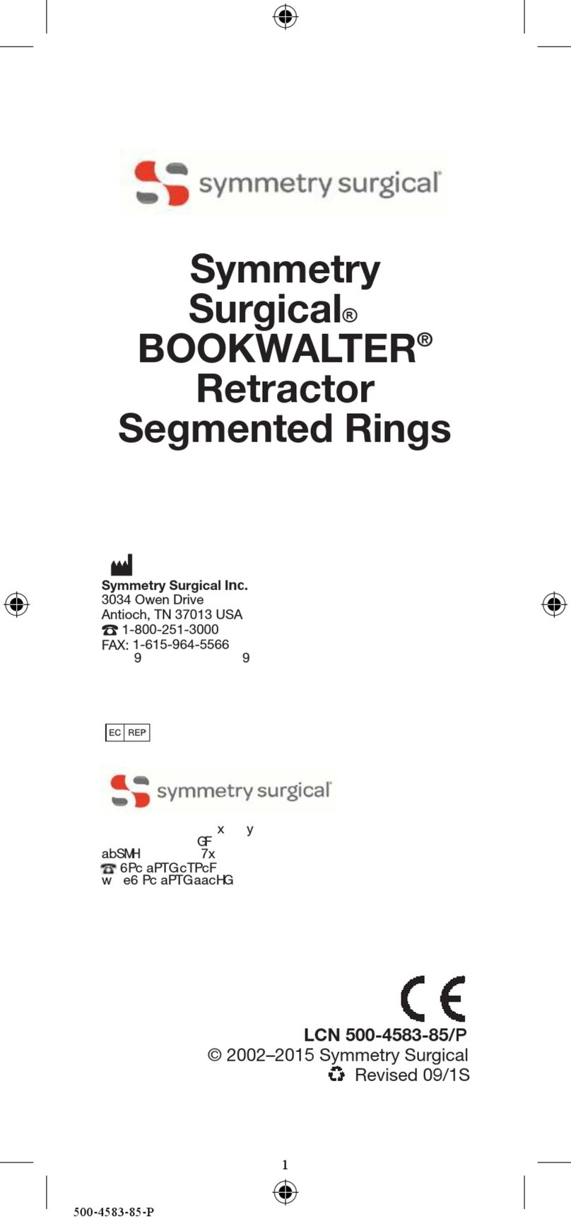Symmetry Surgical Bookwalter User manual