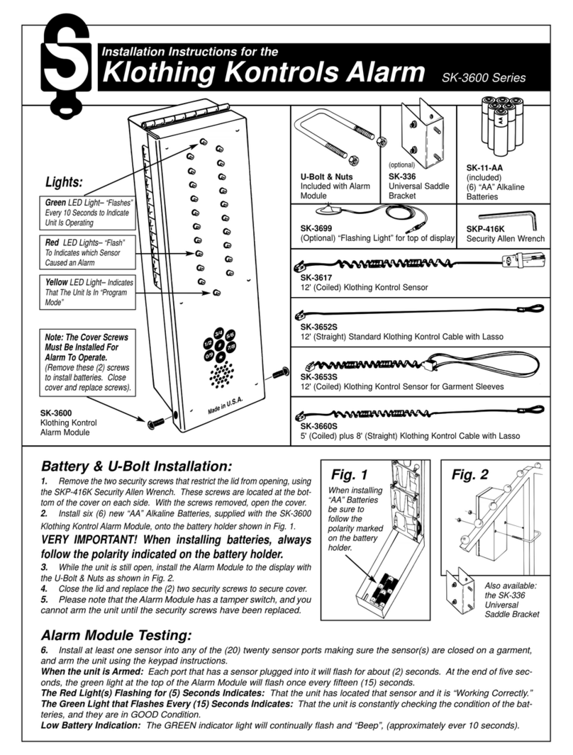Se-Kure Controls Klothing Kontrols SK-3600 Series installation instructions
