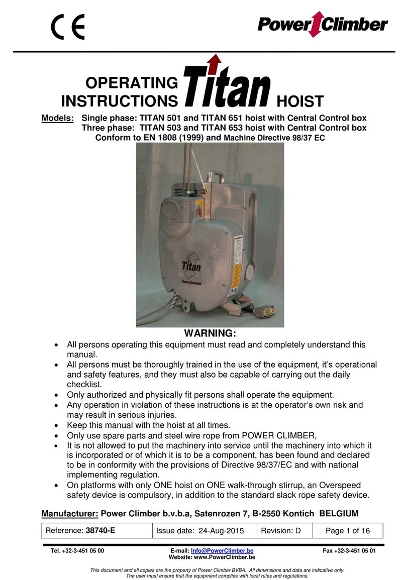 Power Climber Titan Series operating instructions