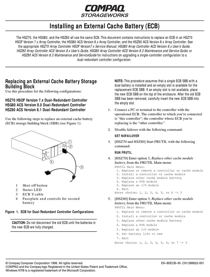 Compaq Storageworks External Cache Battery Installing instructions Compaq Storageworks External Cache Battery Installing instructions