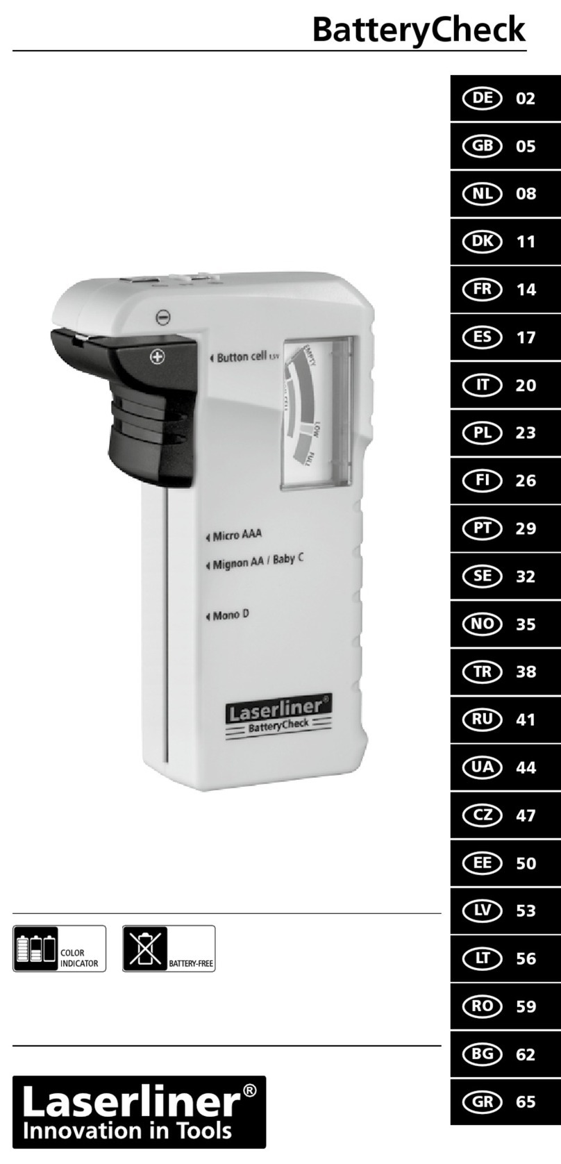LaserLiner BatteryCheck operating instructions