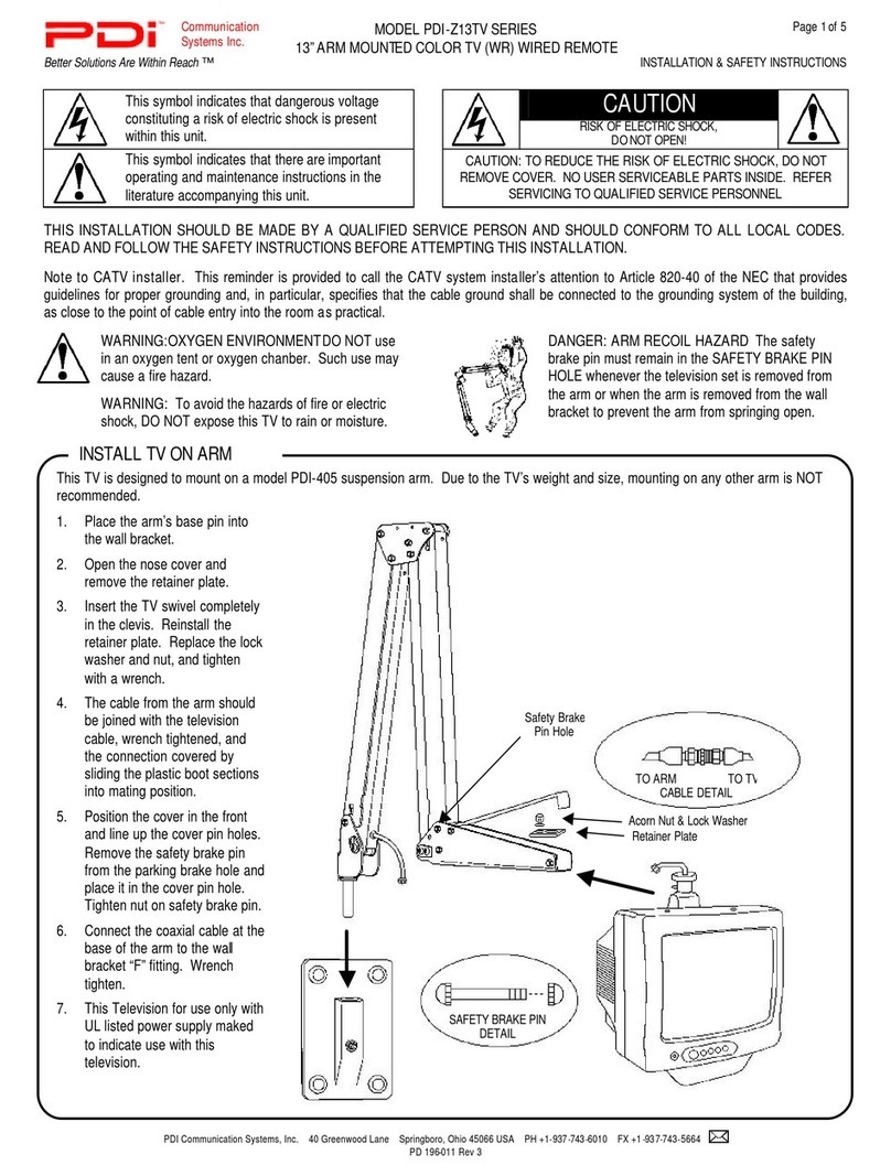 PDi PDI-Z13TV SERIES Installation instructions