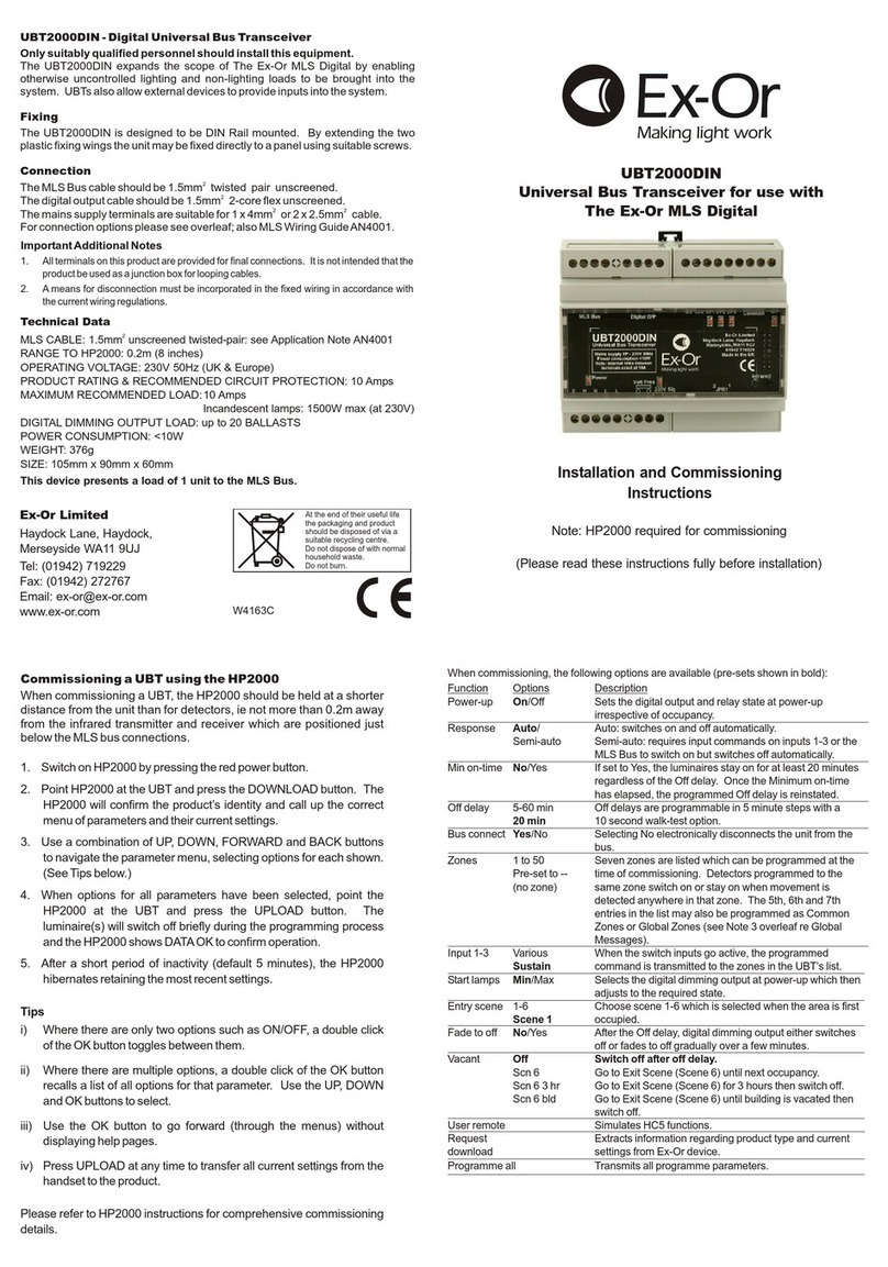 Exor UBT2000DIN Installation and commissioning instructions
