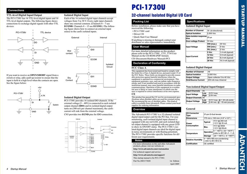 Advantech PCI-1730U Installation and operation manual Advantech PCI-1730U Installation and operation manual