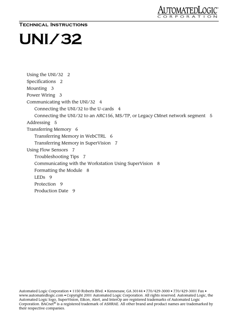Automated Logic UNI/32 Owner's manual
