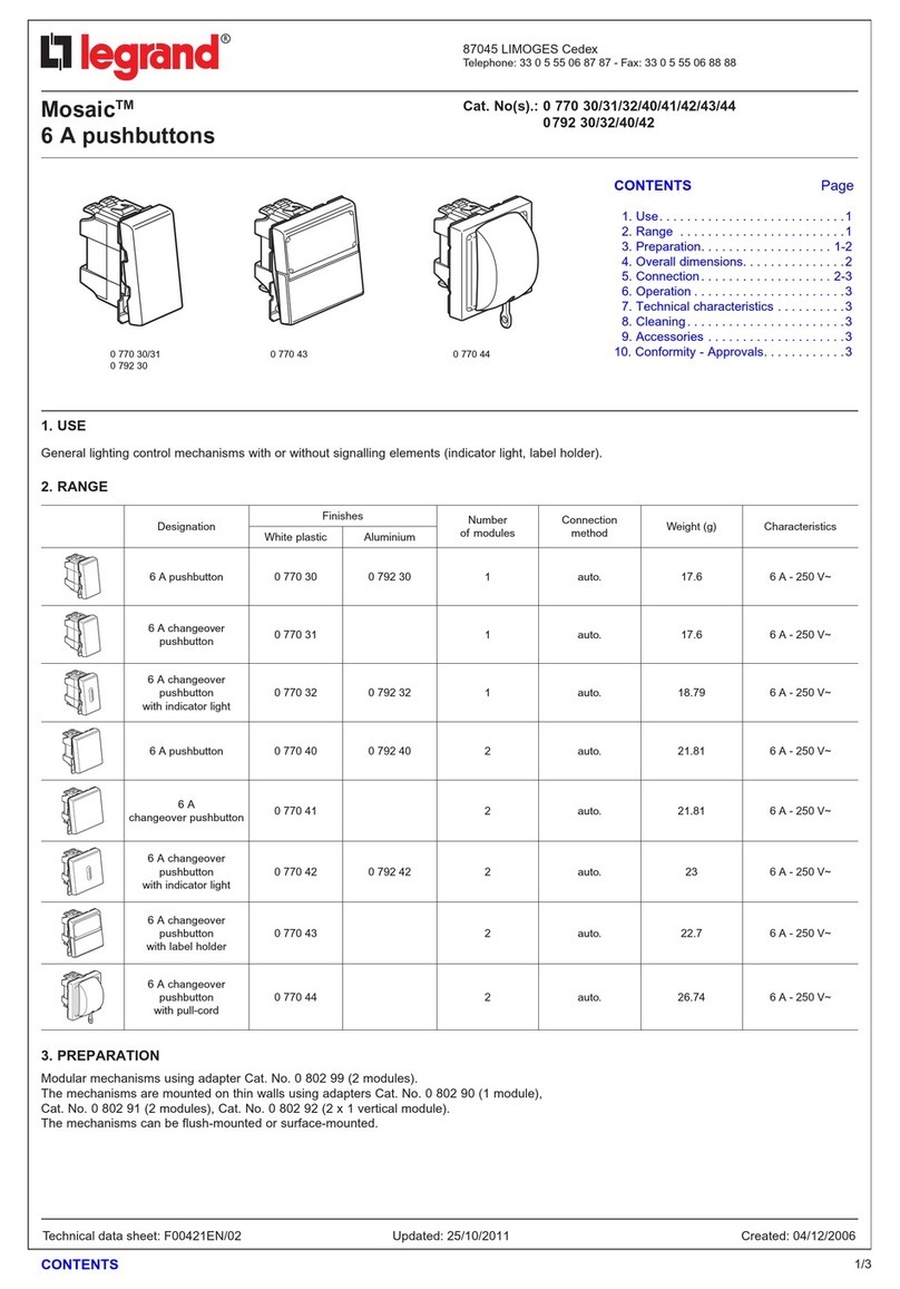 LEGRAND Mosaic 0 770 30 Assemnly Instructions