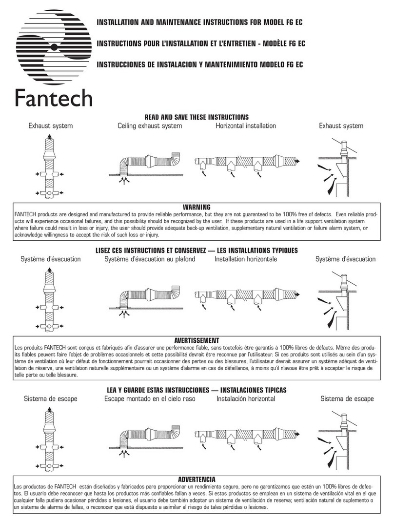 Fantech 6M EC Installation and maintenance instructions