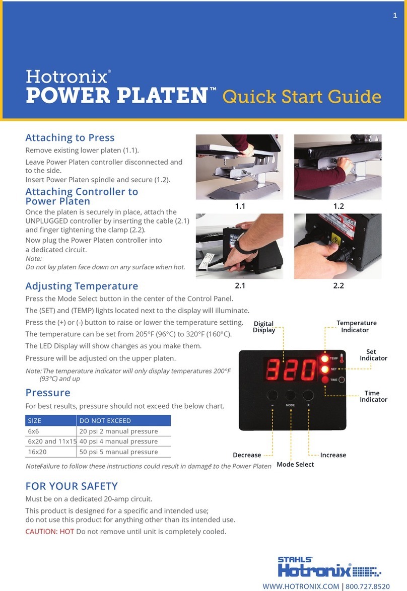 Stahls Hotronix POWER PLATEN quick start guide