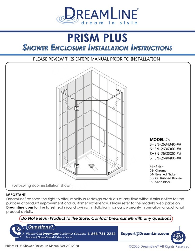 Dreamline PRISM PLUS installation instructions