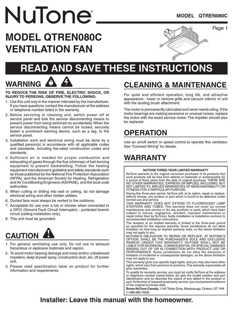 NuTone QTREN080C User manual