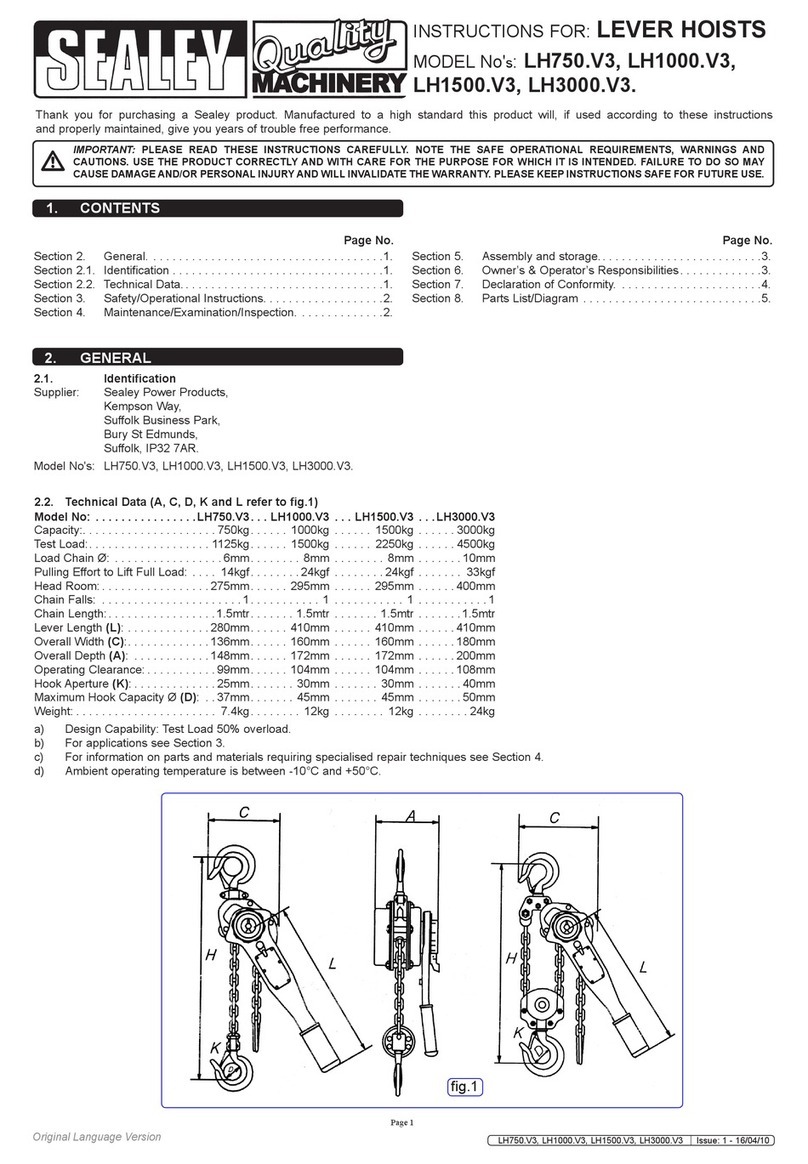 Sealey LH750.V3 Instructions for use