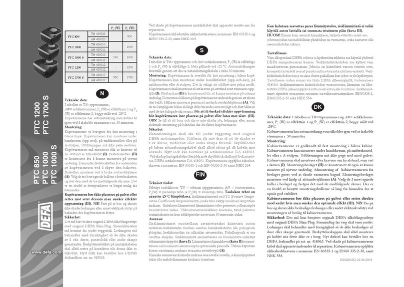 DEFA Termina PTC 850 manual