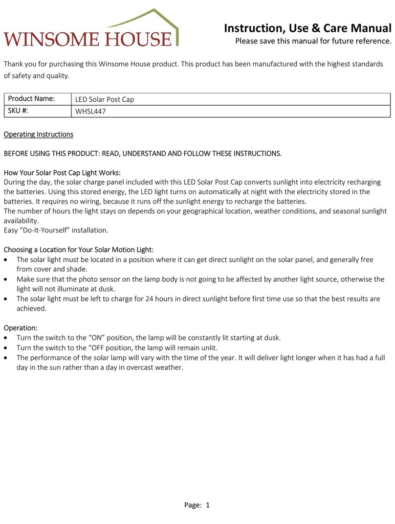 Winsome house WHSL447 Instruction, Use & Care Manual Winsome house WHSL447 Instruction, Use & Care Manual
