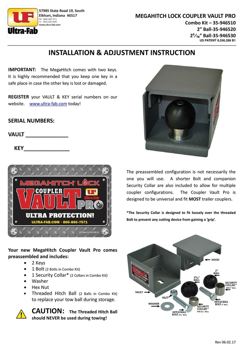 Ultra-Fab MEGAHITCH LOCK COUPLER VAULT PRO Series Installation & adjustment instructions